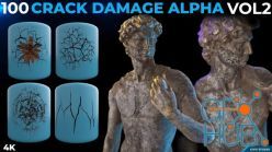 PBR texture ArtStation – 100 Crack Damage Alpha Vol 2